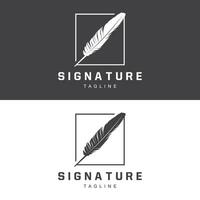 Feather Silhouette Logo, Author Design Luxury Simple Elegant Vector Illustration Template