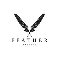 Feather Silhouette Logo, Author Design Luxury Simple Elegant Vector Illustration Template