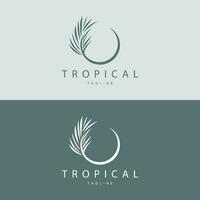 Palm Leaf Logo, Green Plant Design Vector Illustration Template