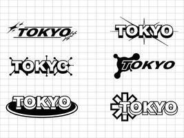 Tokyo retro futuristic for t shirt design. abstract graphic geometric symbols and objects in y2k style vector