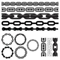 Vector illustration of chain pattern set of braided ropes in black and white color