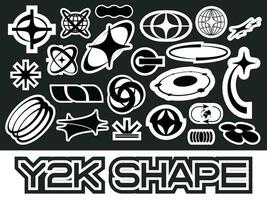 Set of vector graphic asset for streetwear design. Retro futuristic element in Y2K for apparel, clothing and poster design.