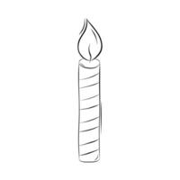 Christmas Candle Decorative Element in Doodle Style. Christmas coloring book. Simple Vector Illustration.