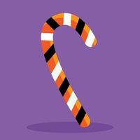 Candy cane icon in flat style. Vector illustration on violet background.