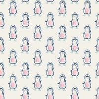 Christmas seamless pattern with cute cartoon penguins. Winter background. Vector flat style illustration for fabric, wrapping paper, scrapbooking, textile, poster, postcard design.