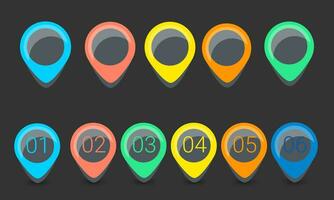 set map point infographic with number isolated on black background vector