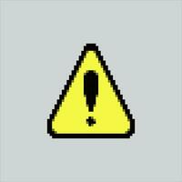 Pixel art illustration warning sign. Pixelated warning sign. warning sign traffic icon pixelated for the pixel art game and icon for website and video game. old school retro. vector