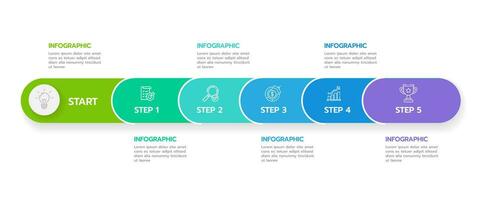 Infographic template for business. 6 Steps Modern Timeline diagram roadmap and rounded rectangle topic charts, presentation vector infographic.