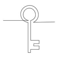 Single line key drawing of isolated vector object