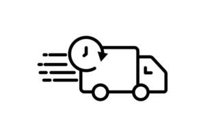 Express icon. Delivery car with clock. icon related to speed, fast delivery and efficient. suitable for web site, app, user interfaces, printable etc. Line icon style. Simple vector design editable