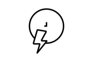 Fast icon. clock with lightning. icon related to speed. suitable for web site, app, user interfaces, printable etc. Line icon style. Simple vector design editable