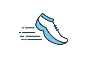 Speed icon. Running shoes. icon related to run, speed. suitable for web site, app, user interfaces, printable etc. Flat line icon style. Simple vector design editable