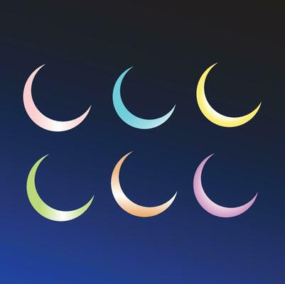 Crescent moon in Pastel colors, sky background