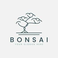 bonsai árbol línea Arte logo vector ilustración modelo diseño, icono símbolo japonés árbol