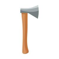 Grey ax with brown handle. Cartoon isolated vector illustration on white background