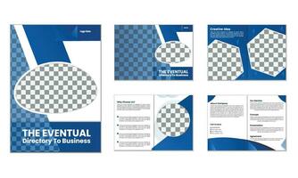 Corporate theme 16 pages business company profile brochure design, Minimal and clean geometric design of a 16-page blue color template for brochure, A4 16 Page Brochure Template vector