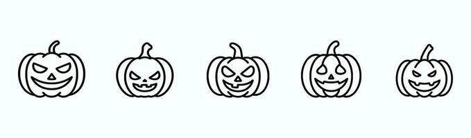 Set of Halloween Pumpkins. the cut out for coloring page isolated on white background vector