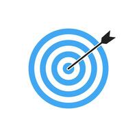 Blue bullseye dart target icon. Dart target goal marketing sign. Arrow dart logo vector. Winner dart sign. vector