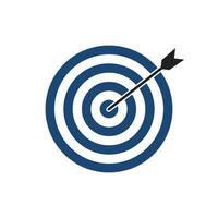 Navy blue bullseye dart target icon. Dart target goal marketing sign. Arrow dart logo vector. Winner dart sign. vector