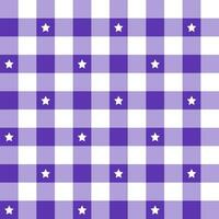 Purple plaid pattern with star background. plaid pattern background. plaid background. Seamless pattern. for backdrop, decoration, gift wrapping, gingham tablecloth, blanket, tartan. vector