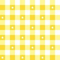 Yellow plaid pattern with star background. plaid pattern background. plaid background. Seamless pattern. for backdrop, decoration, gift wrapping, gingham tablecloth, blanket, tartan. vector