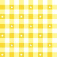 Yellow plaid pattern with star background. plaid pattern background. plaid background. Seamless pattern. for backdrop, decoration, gift wrapping, gingham tablecloth, blanket, tartan. vector