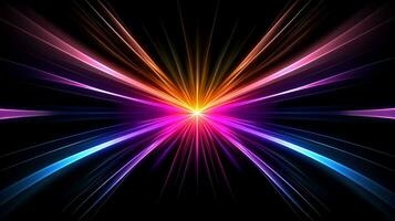 Abstract multicolor neon glowing line, Technology background, Generative AI illustration photo