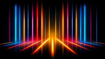 Abstract multicolor neon glowing line, Technology background, Generative AI illustration photo