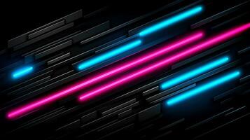 Abstract multicolor neon glowing line, Technology background, Generative AI illustration photo