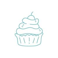 hand drawn doodle cupcake outline vector