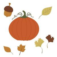 Fall and Autumn Season Holiday icon Vector Arts. Objects and stuffs around October Autumn Season with orange, brown, and green natural color resembling Fall season