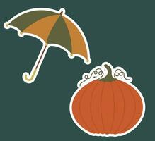 Fall and Autumn Season Holiday icon Vector Arts. Objects and stuffs around October Autumn Season with orange, brown, and green natural color resembling Fall season