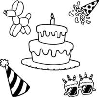 Birthday Party Decoration Cute Simple Cartoon Vector icon Arts for kids