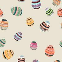 Seamless pattern, wallpaper, wrapping and background holiday with Easter eggs retro color vector design