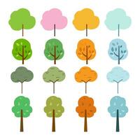 árbol en cuatro veces de año primavera, verano, otoño y invierno vector ilustración. arboles aislado elementos icono conjunto