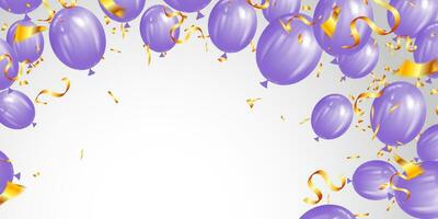 vector ilustración celebracion antecedentes con púrpura globos para fiesta virtual diseño de un 3d globo