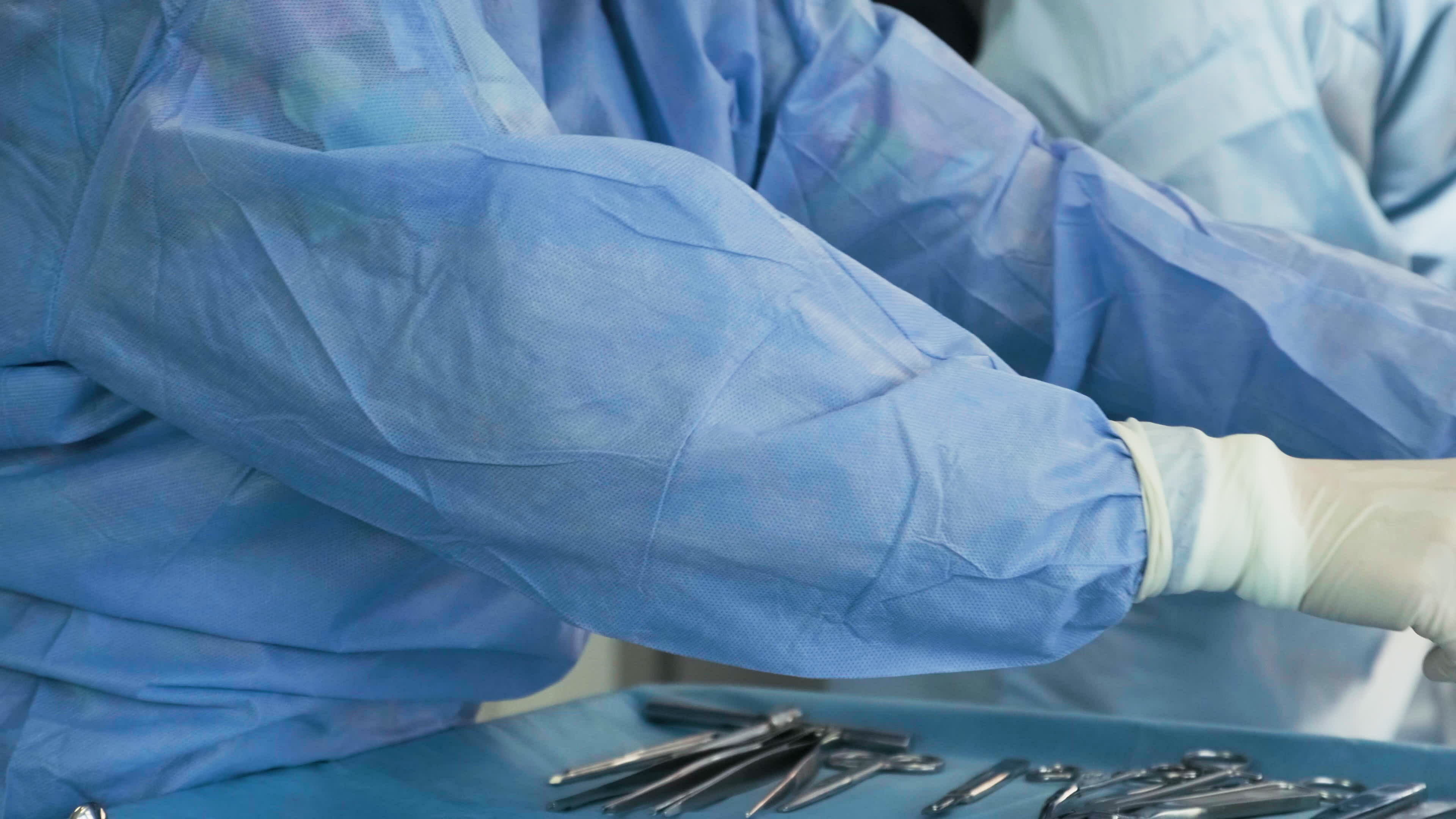 Preparation for the surgery. Surgery tools. Multiple surgery tools on