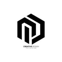 Modern letter Md initial hexagon shape monogram abstract logo design vector