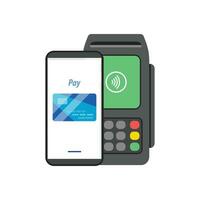 Contactless payment with smartphone and credit card vector