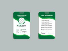 Employee ID card template font and back vector