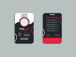 Employee ID card template font and back vector