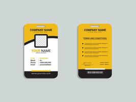 Employee ID card template font and back vector