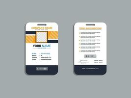 Employee ID card template font and back vector