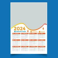 2024 Calendar Template, Full Easy Editable File vector