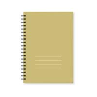 Notebook with color cover and spiral binding. Realistic copybook on white background. Vector