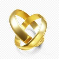 Pareja de dorado Boda anillos par oro 3d anillo prestar. vector