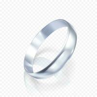 Realistic ring from white gold or silver. 3D render of platinum ring with shadow and reflection. Vector illustration