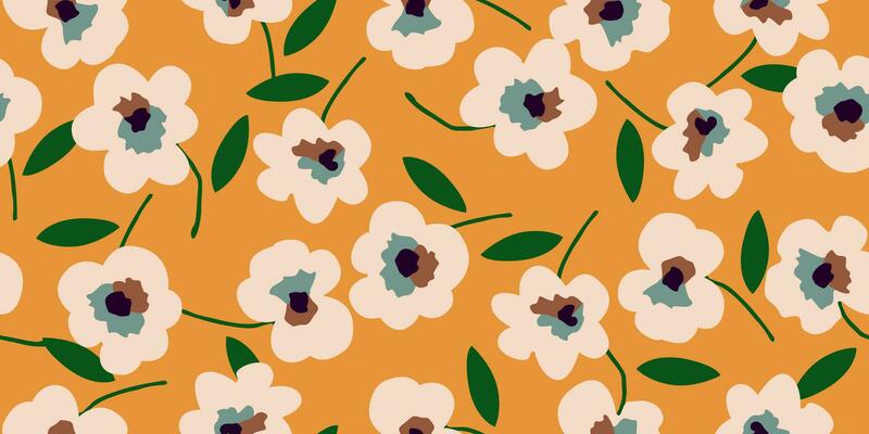 Hand drawn flowers, seamless patterns with floral for fabric, textiles, clothing, wrapping paper, cover, banner, interior decor, abstract backgrounds.