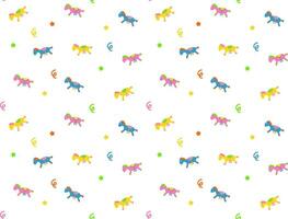 Seamless bright color pattern with children's toys, horses from the carousel vector