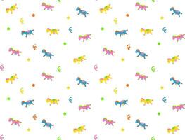 Seamless bright color pattern with children's toys, horses from the carousel vector